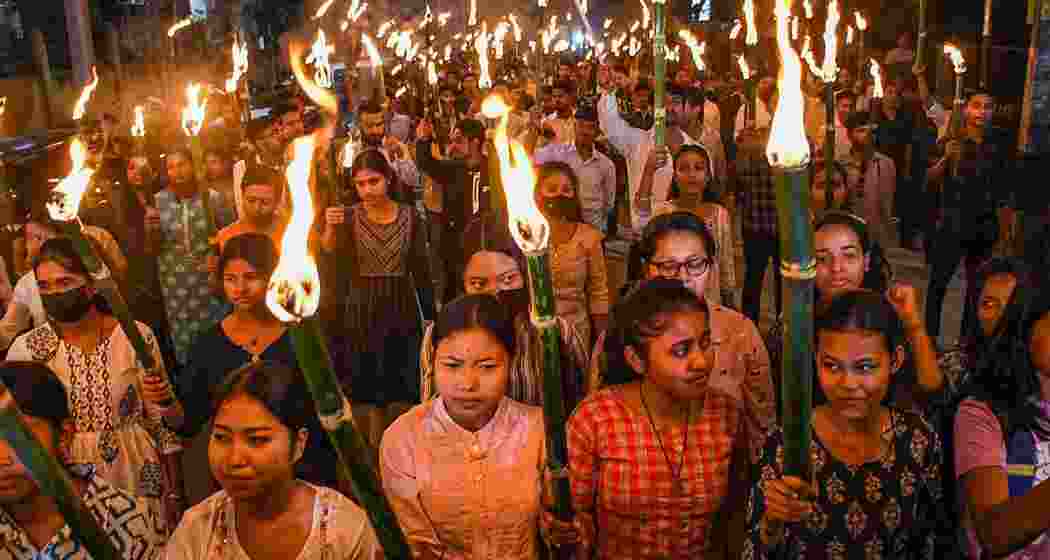 Members of the All Assam Students' Union (AASU) stage a protest in Guwahati against the Centre's decision to implement the CAA.
