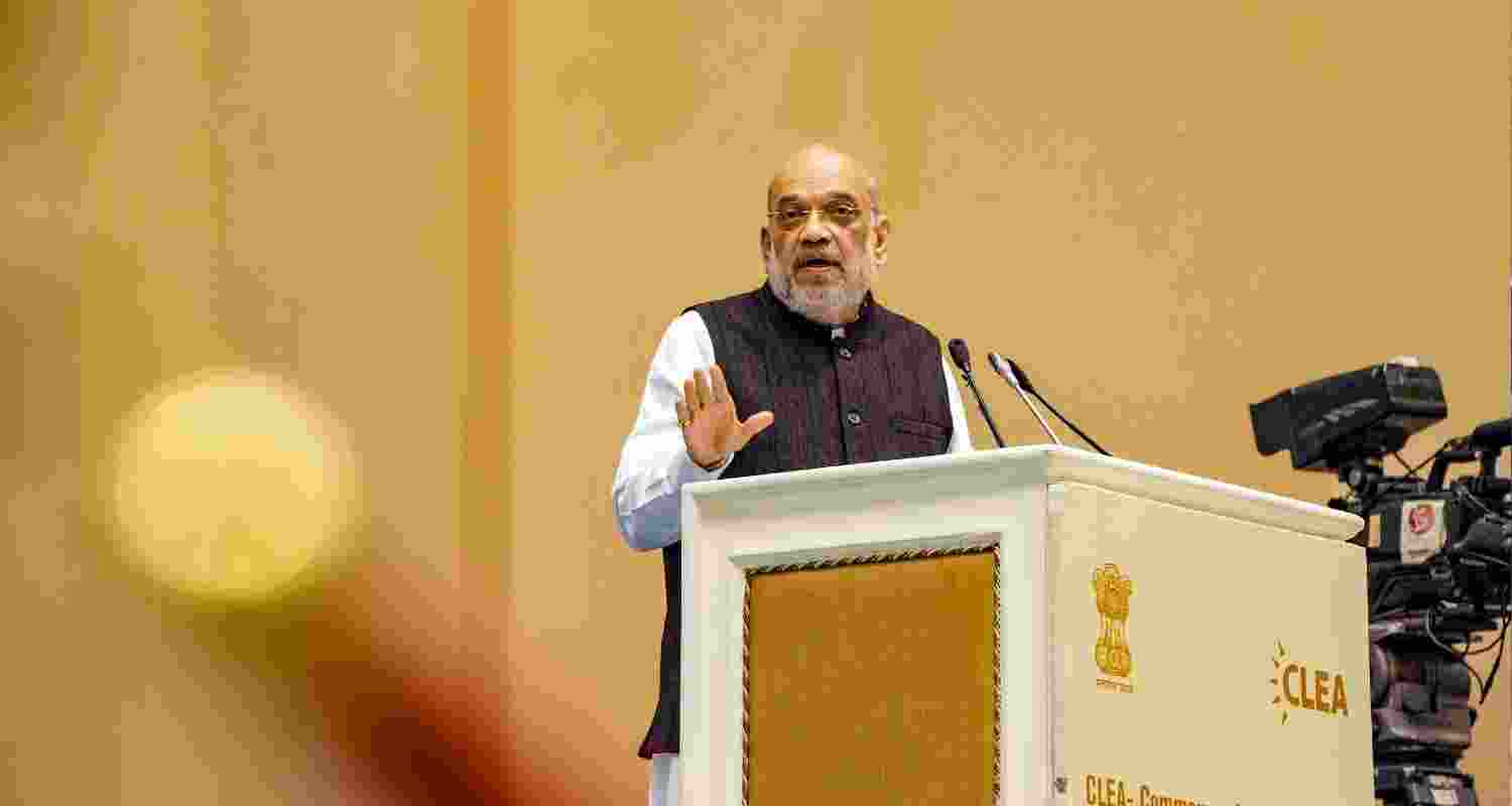 Home Minister Amit Shah spoke at the CLEA conference on a dias