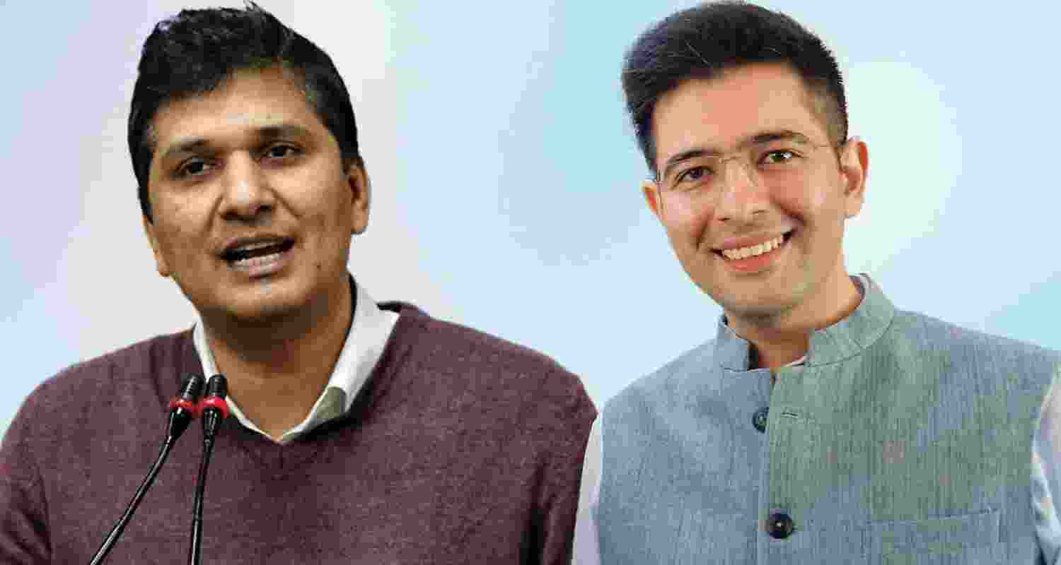 Delhi's AAP Minister Saurabh Bhardwaj informs on whereabouts of Raghav Chadha. Image X.