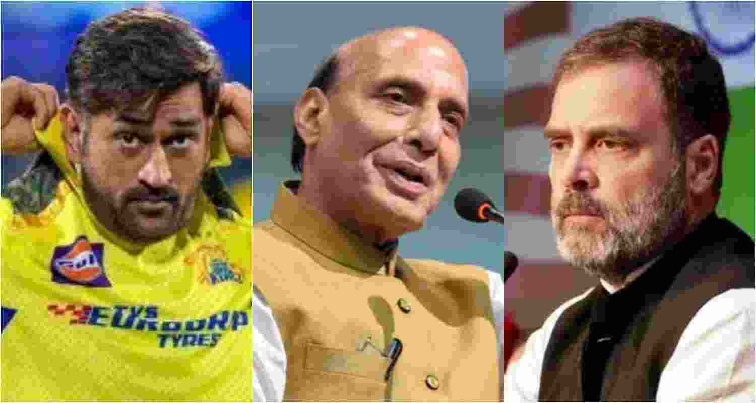 Former Indian men's team cricket captain MS Dhoni, Defence Minister Rajnath Singh, Congress leader Rahul Gandhi.