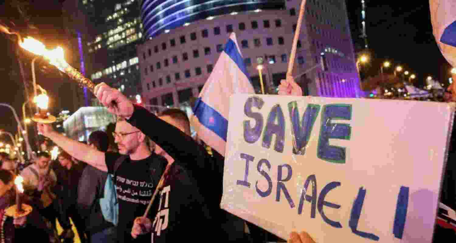 A protest against the Netanyahu government. Image via X.