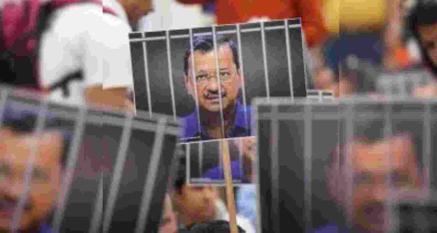 Arvind Kejriwal's poster. 