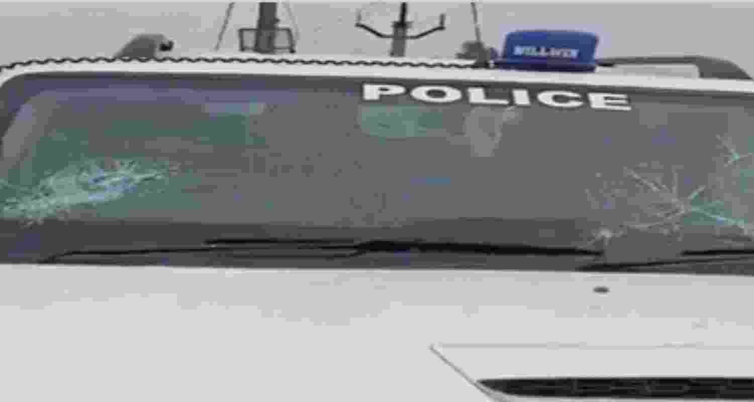 NIA vehicle attacked. 