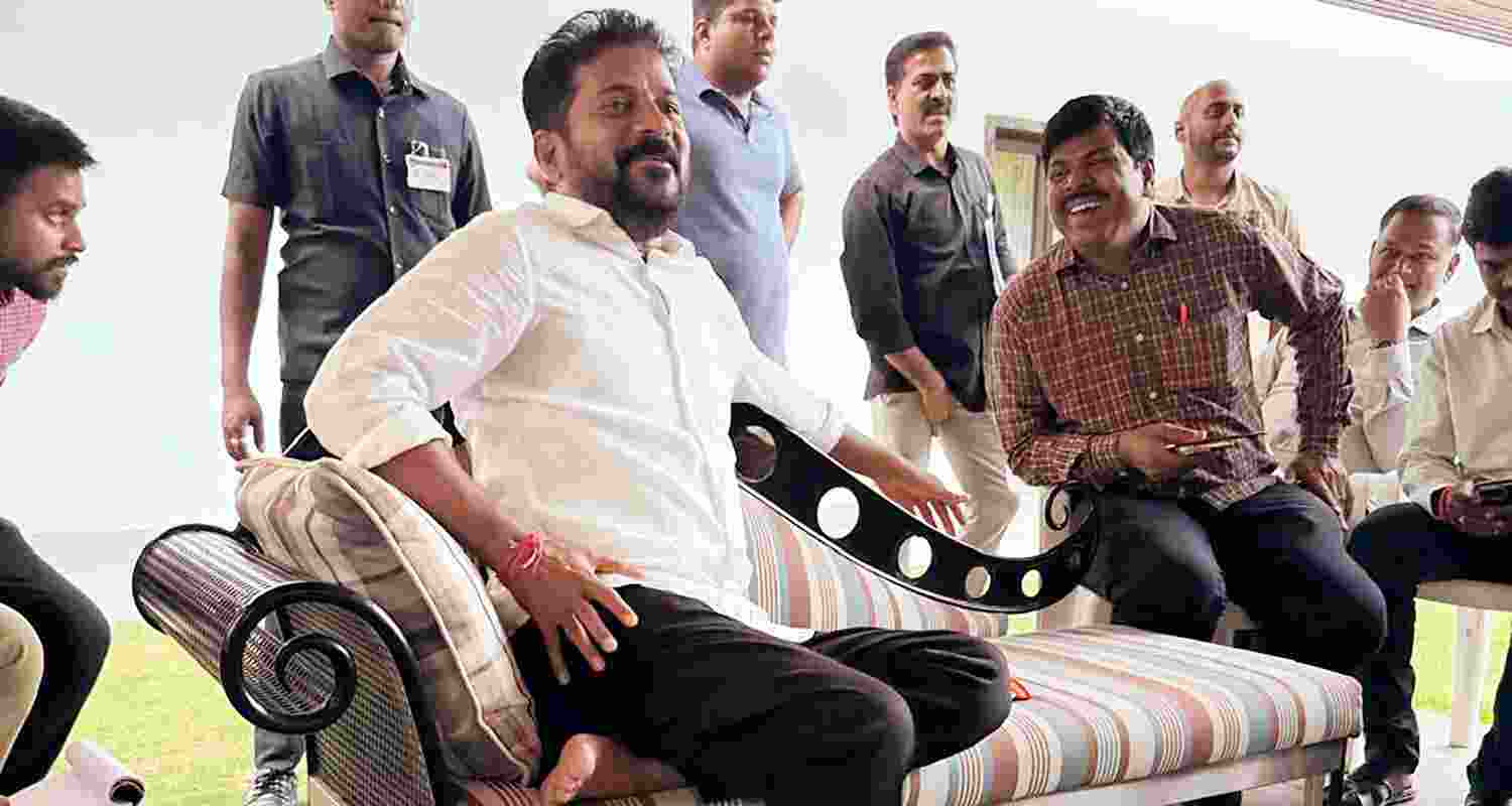 Telangana CM Revanth Reddy at his residence.