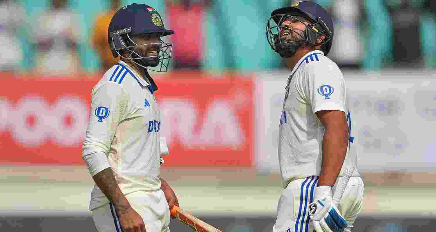 Captain Rohit Sharma alongside All-rounder Ravindra Jadeja in the third test match.