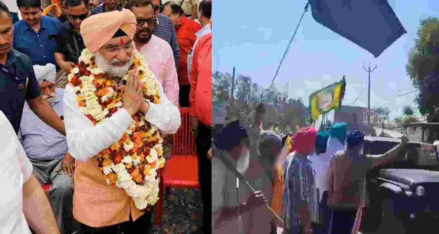 Taranjit Singh Sandhu, and protesting farmers. 
