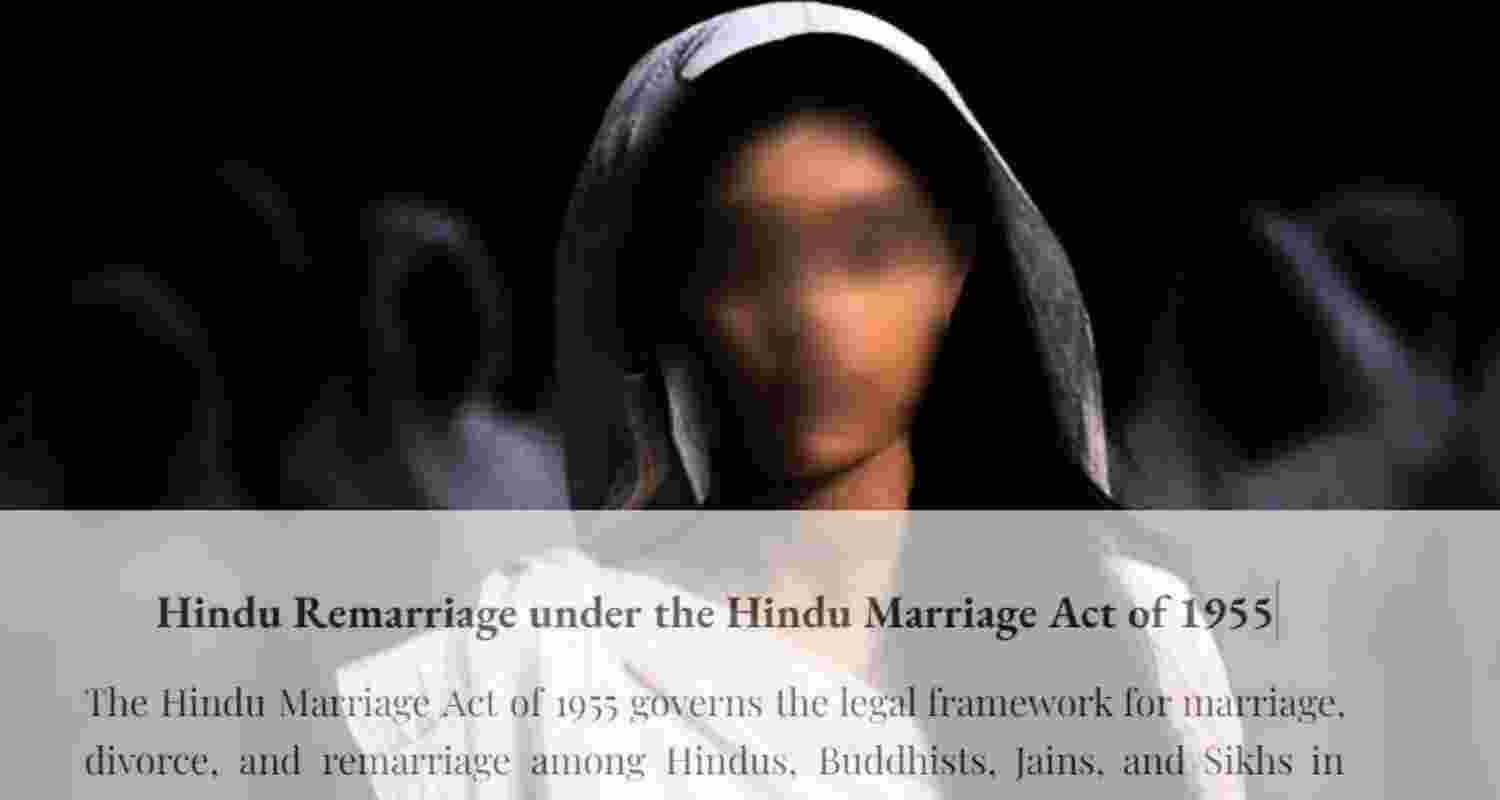 An Indian Widow draped in a white Saree.
