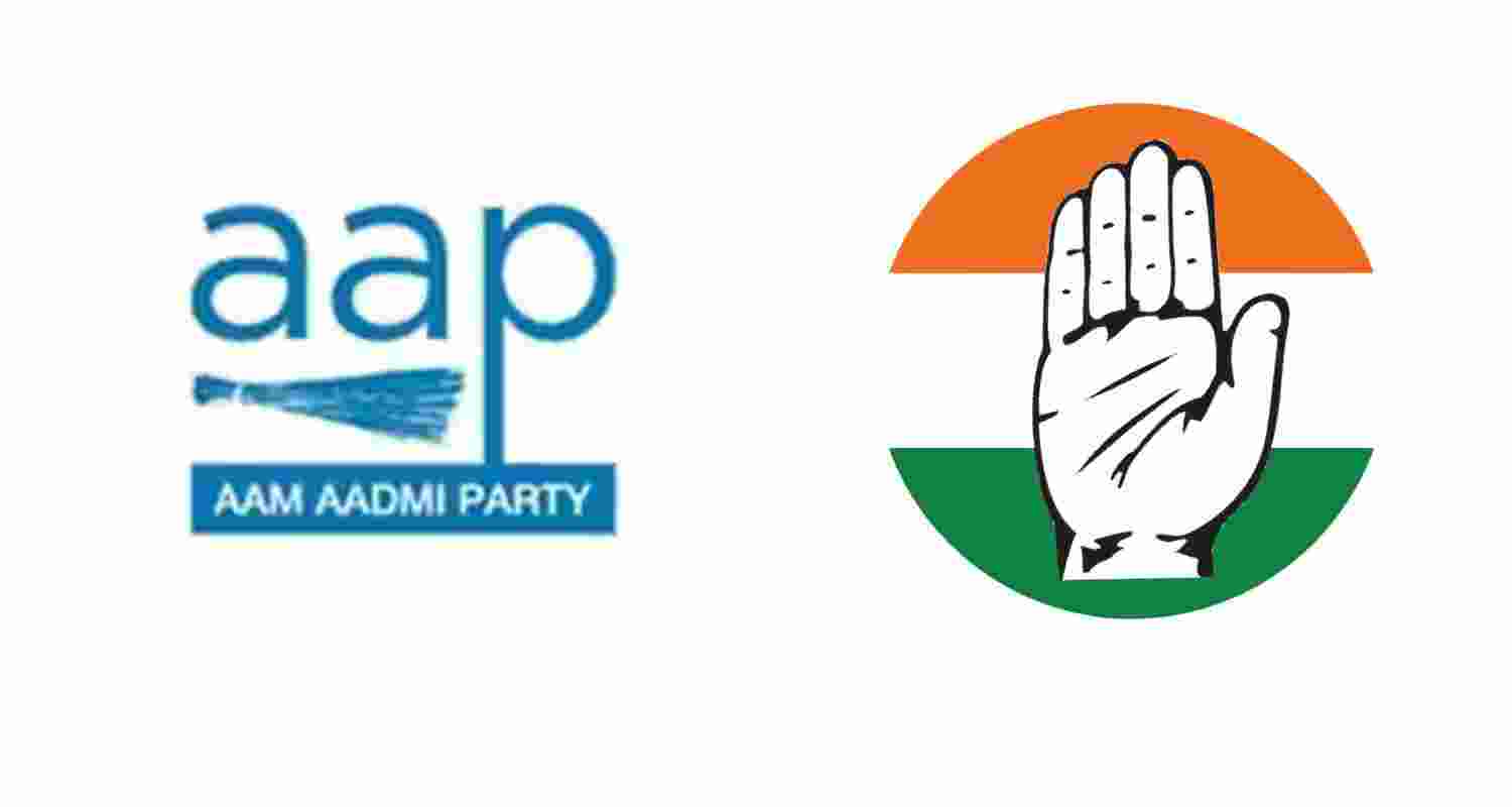 AAP and Congress logo. AAP and Congress logo.