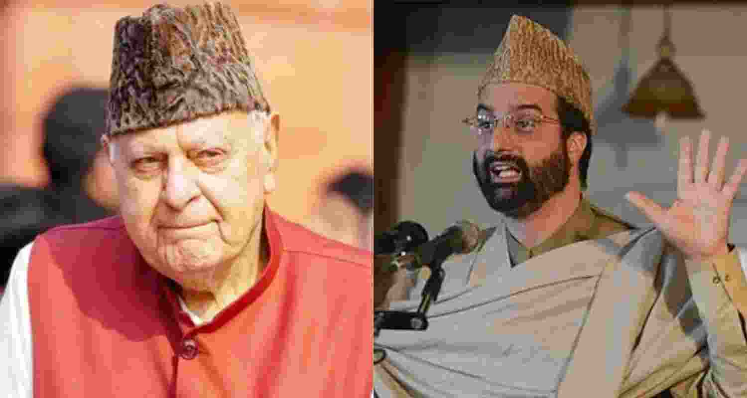 Jammu and Kashmir chief minister Farooq Abdullah (left) and Kashmir's chief cleric Mirwaiz Umar Farooq. 