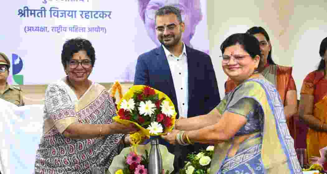 NCW Chairperson Vijaya Rahatkar (left), Vice Chancellor of Mahatma Jyotiba Phule Rohilkhand University Sagar Vishnoi (center), and dignitaries from Future Shift Labs during the launch of Yashoda AI in Bareilly on Thursday.