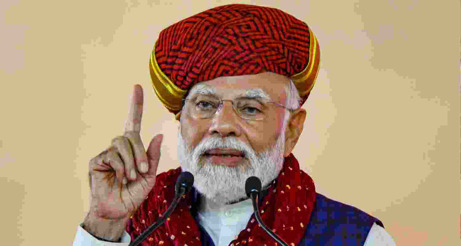 Image of Prime Minister Narendra Modi during his address to public. Image of Prime Minister Narendra Modi during his address to public.