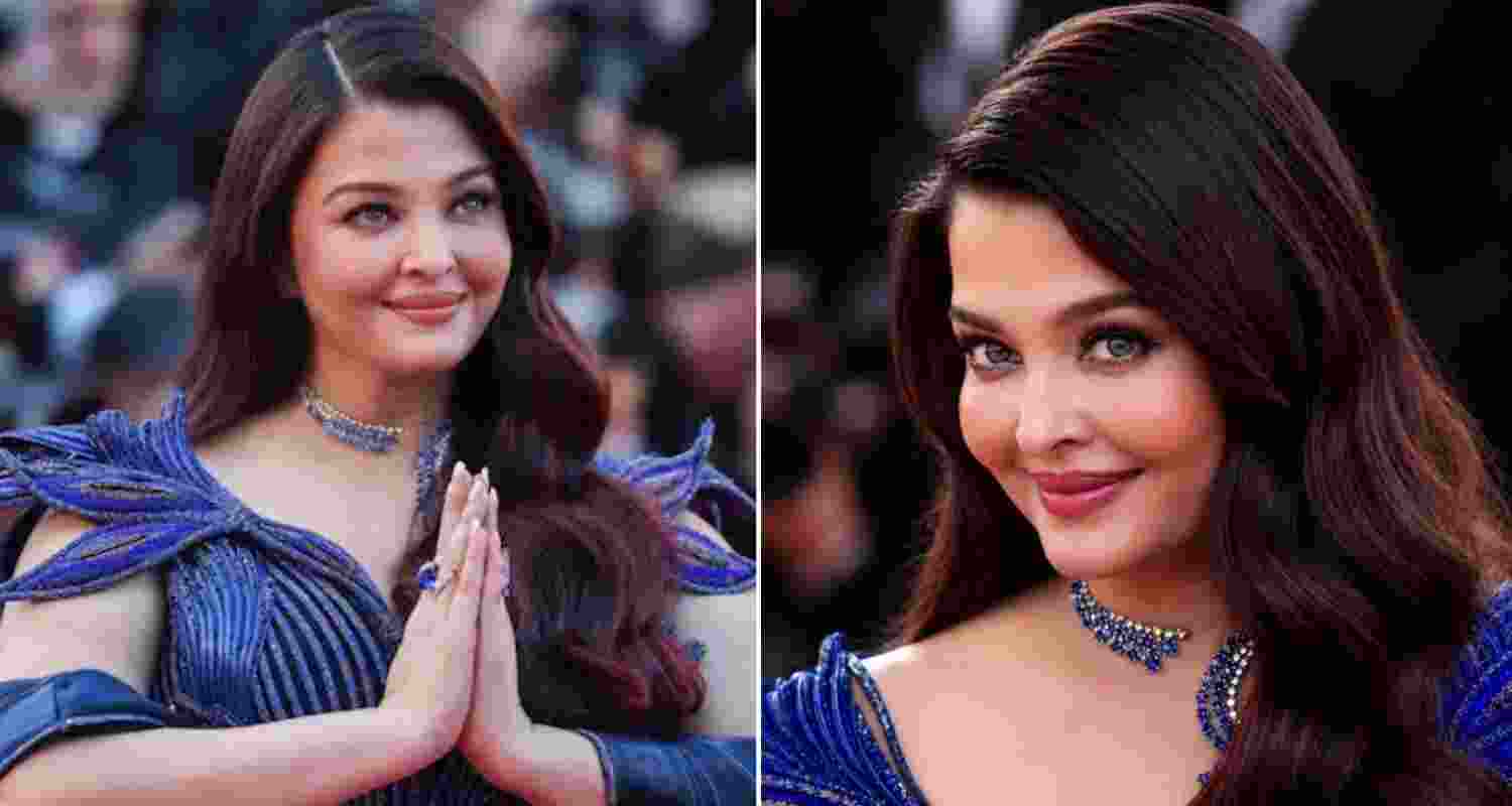 Aishwarya Rai Bachchan in a blue gown for her first Cannes 2026 appearance. 