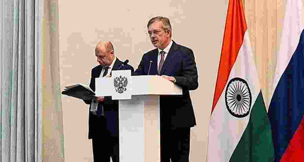 Russian ambassador to India Denis Alipov addresses a gathering. 