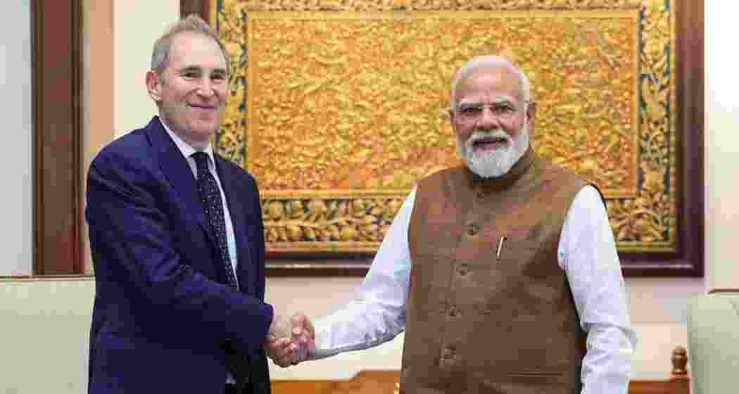 Amazon CEO Andy Jassy with Prime Minister Narendra Modi in New Delhi on Saturday.