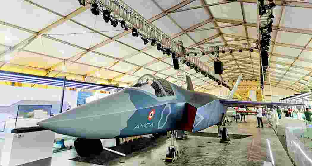 A model of India’s Advanced Medium Combat Aircraft, the country’s proposed fifth-generation stealth fighter jet.