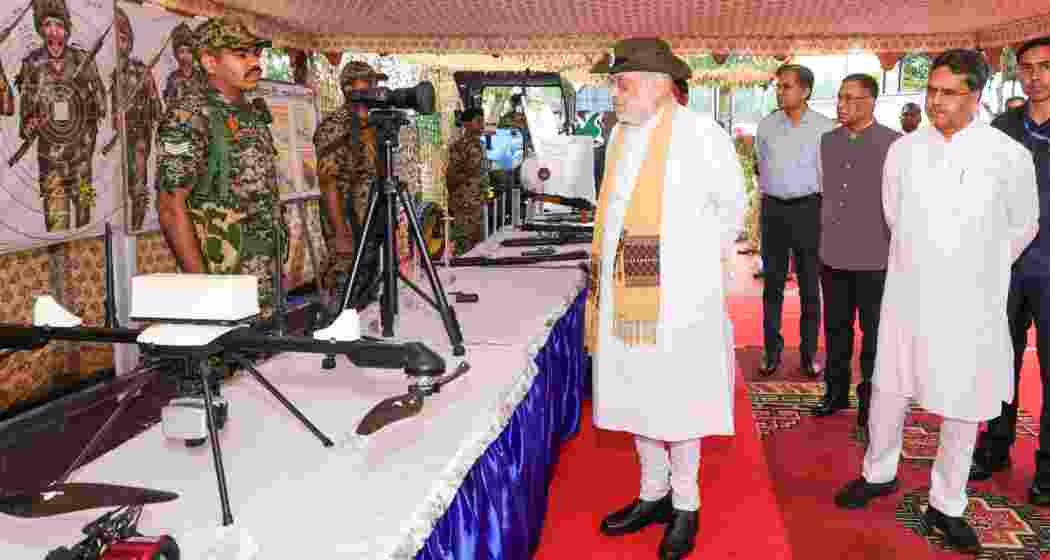 Union Home Minister Amit Shah inspected the latest weaponry of the Border Security Force (BSF) at Lankamura Border Outpost along the India–Bangladesh border in Tripura.