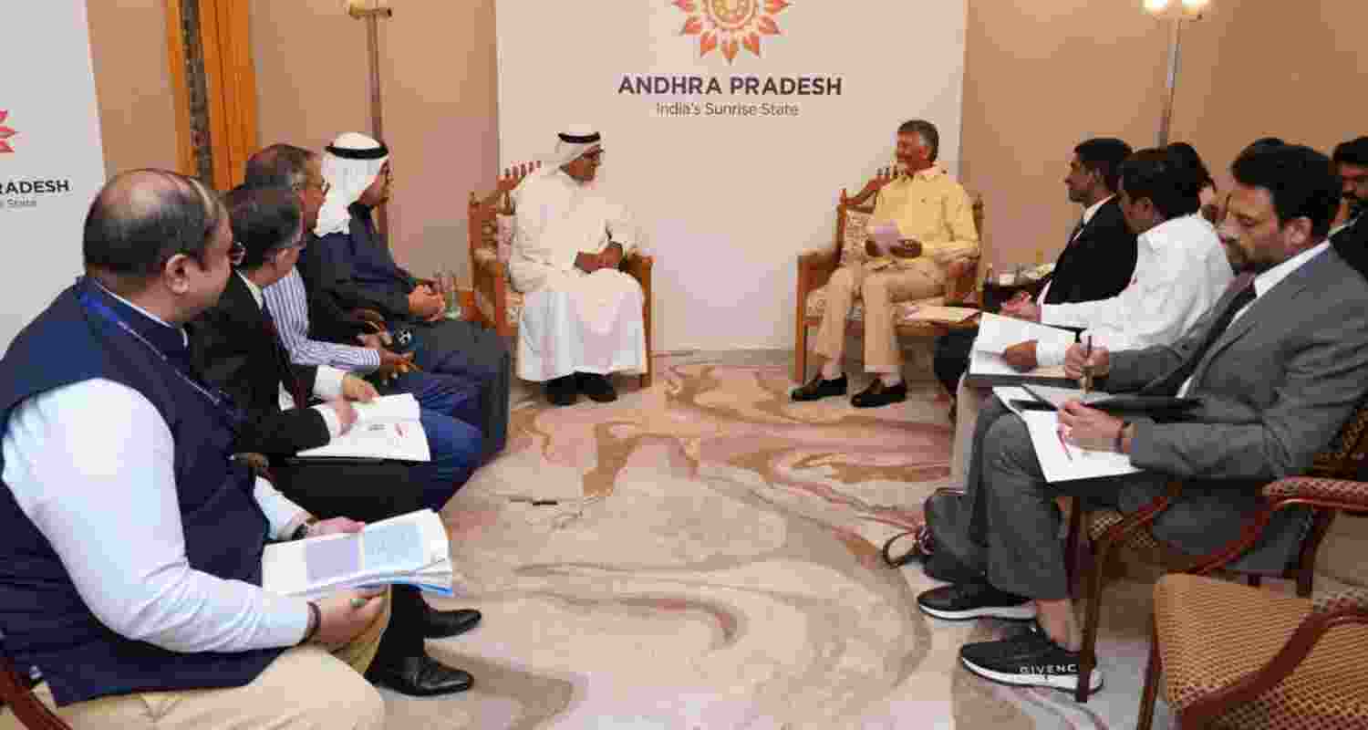 Andhra Pradesh Chief Minister N Chandrababu Naidu meets UAE-based business leaders in Dubai.