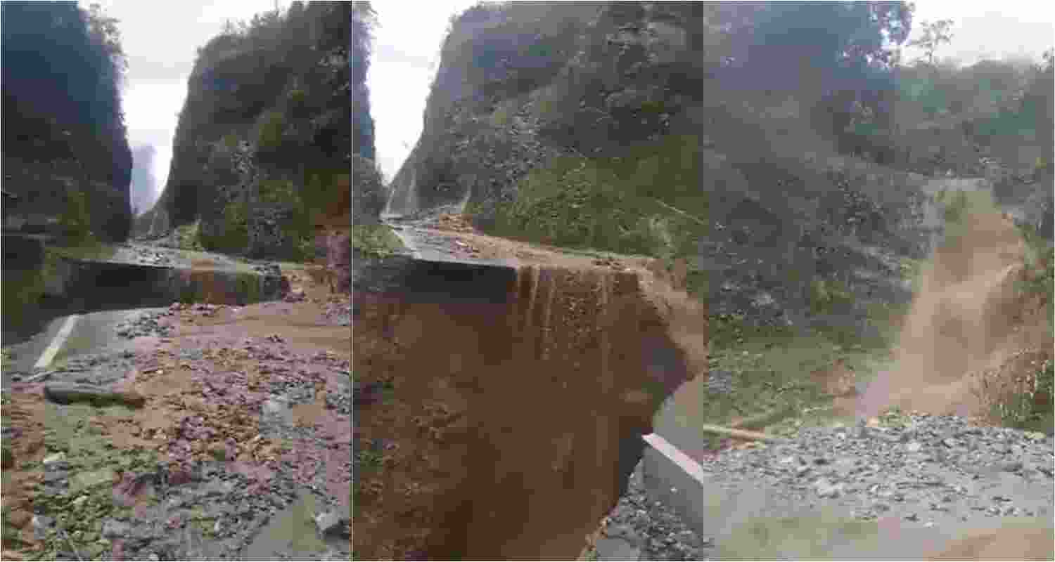 Scenes captured from the video depicting the landslide that wreaked havoc in Arunachal Pradesh's Dibang valley on Thursday. Scenes captured from the video depicting the landslide that wreaked havoc in Arunachal Pradesh's Dibang valley on Thursday.
