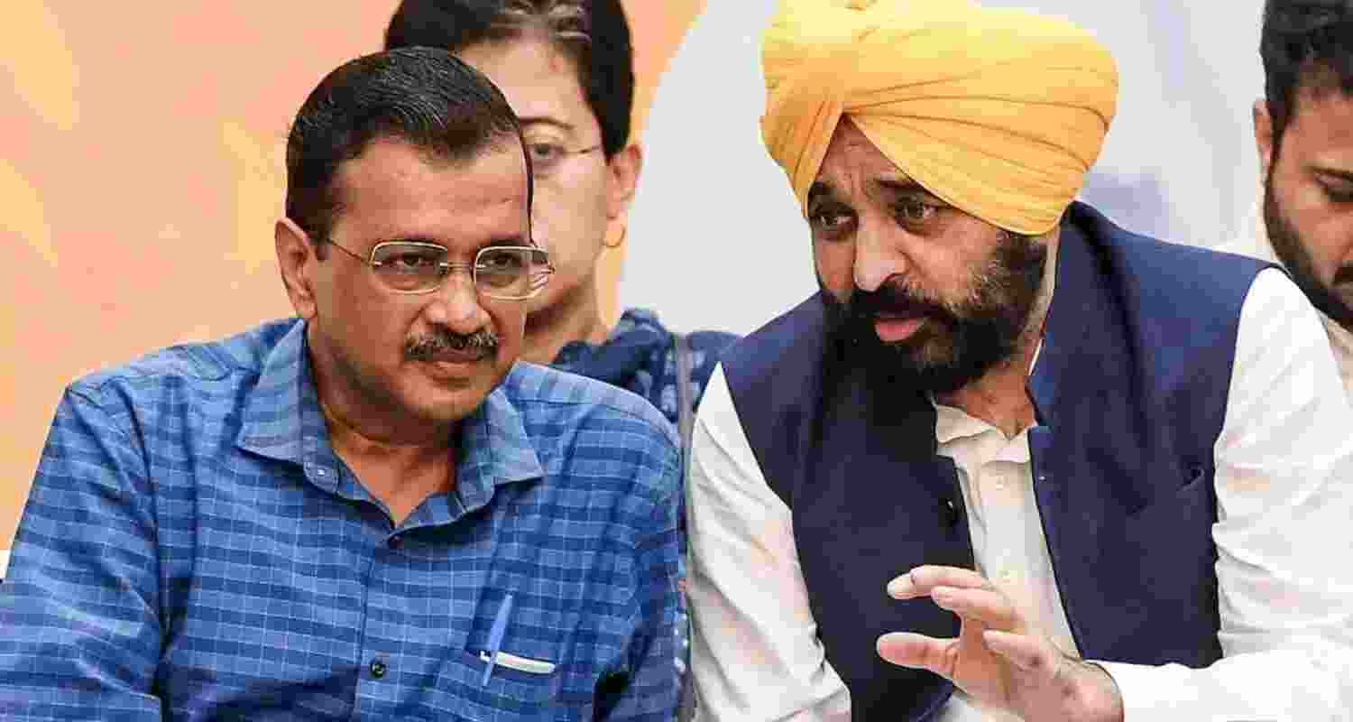 Arvind Kejriwal, Punjab CM Bhagwant Mann.