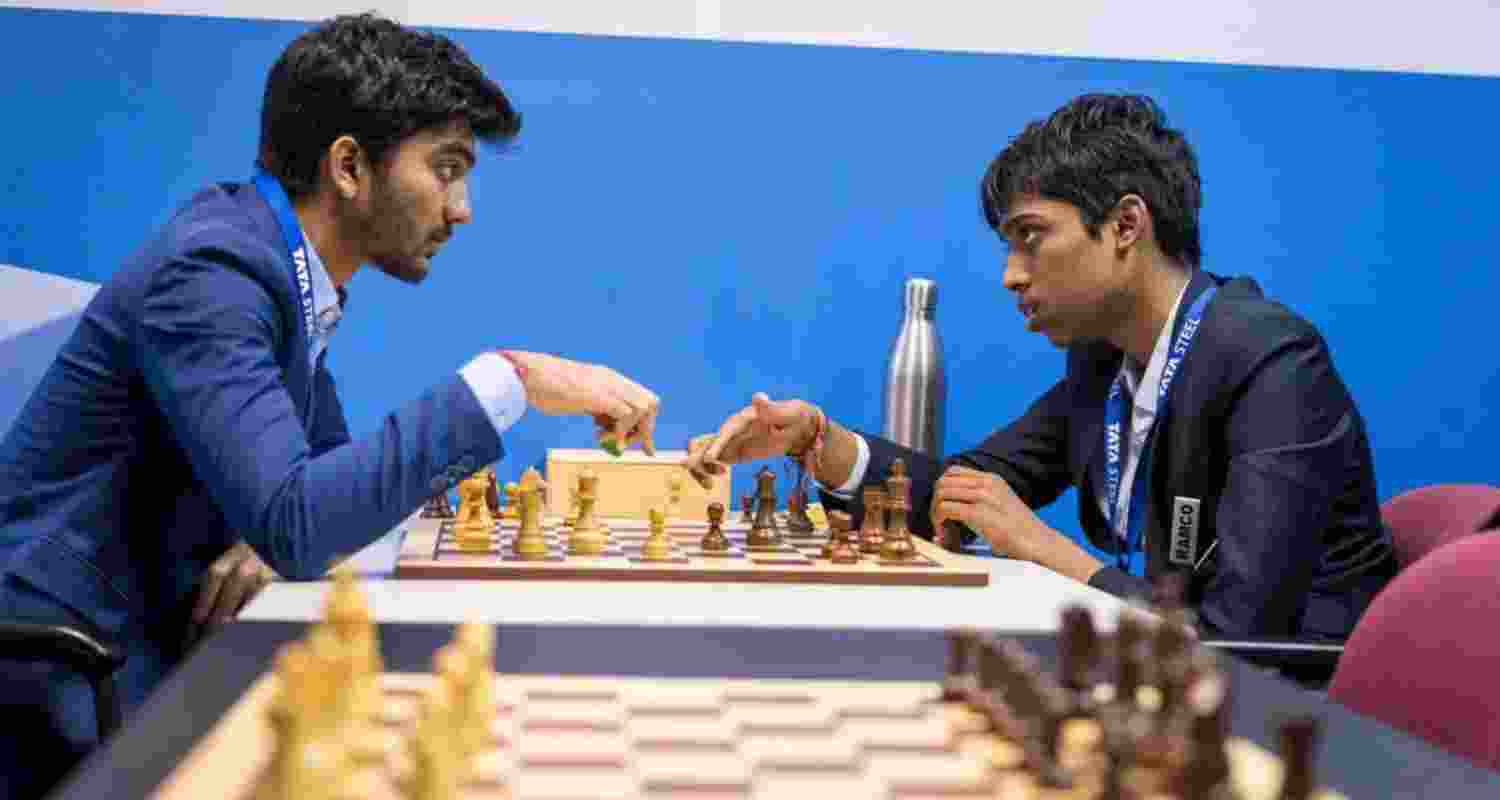 World champion D Gukesh and (right) R Praggnanandhaa.