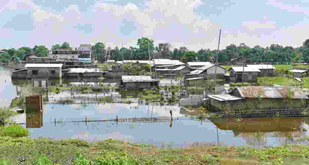 A view of the partially submerged houses at flood-affected Kaliabor Village, in Nagaon. (File photo) A view of the partially submerged houses at flood-affected Kaliabor Village, in Nagaon. (File photo)
