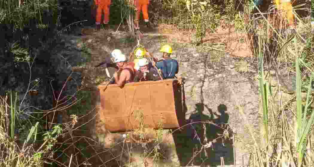 A view of the rescue operation underway in Dima Hasao district. 