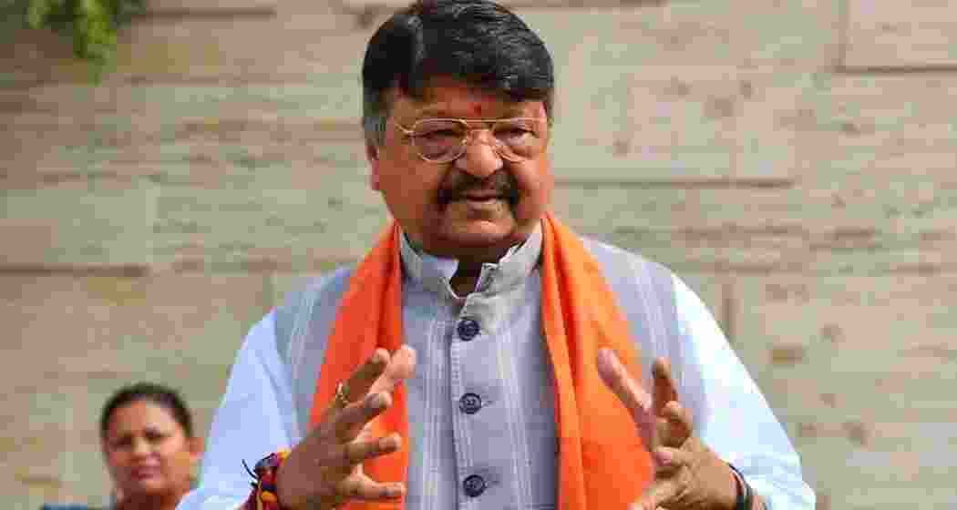 Madhya Pradesh minister Kailash Vijayvargiya addresses media in Indore. 