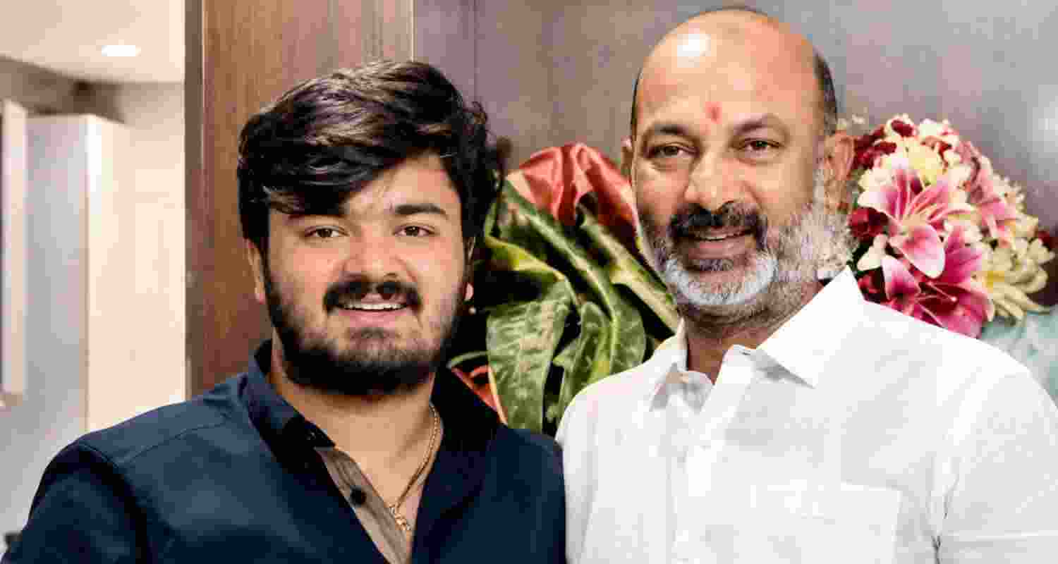 Bandi Bhageerath (left), with his father Union Minister Bandi Sanjay Kumar. 
