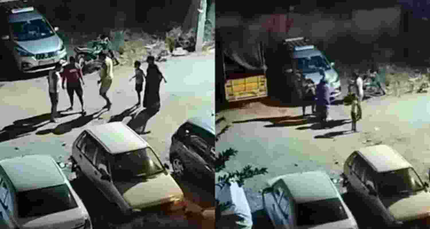 New Bengaluru residents from Belagavi, North Karnataka being assaulted over a parking dispute.