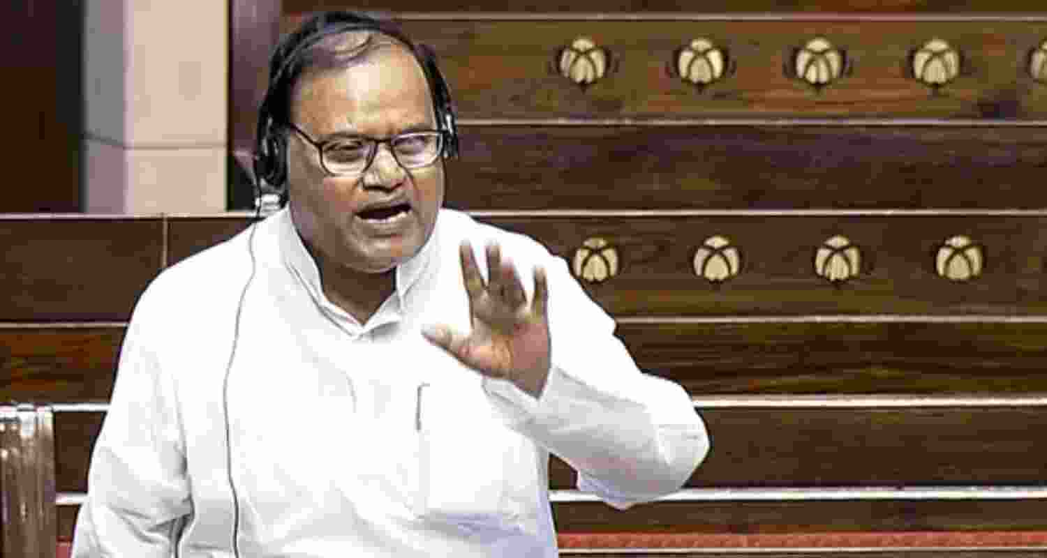 BJP MP Bhim Singh speaks in the Rajya Sabha during the monsoon session of Parliament in New Delhi. 