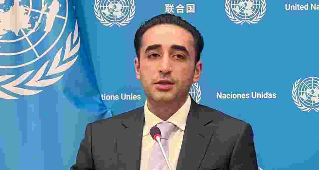 PPP chairman Bilawal Bhutto-Zardari addresses the media at the UN Headquarters in New York.