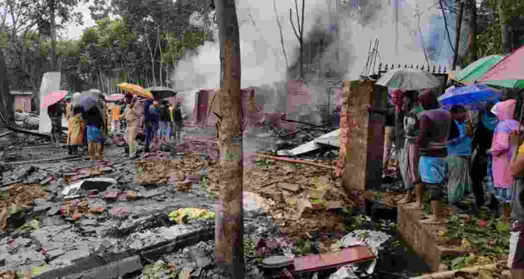 Visuals from the site of the explosion in Patharpratima, South 24 Parganas, where six people were killed. BJP leader Suvendu Adhikari has held the West Bengal government accountable. (Photo/@SuvenduWB)