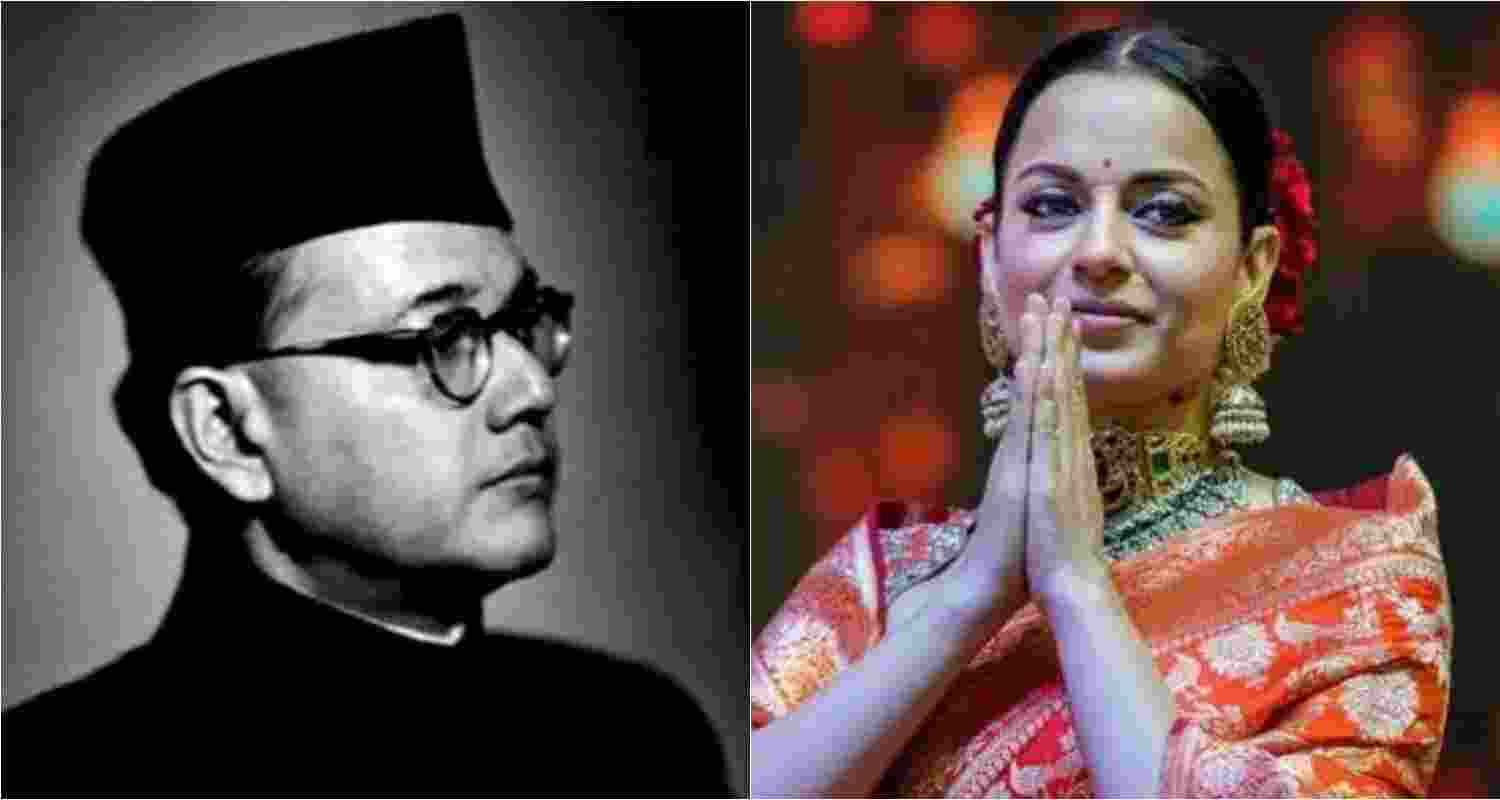File photo of iconic freedom fighter and leader of the Azad Hind Fauj, Subhash Chandra Bose (left). Bollywood actress Kangana Ranaut (right). File photo of iconic freedom fighter and leader of the Azad Hind Fauj, Subhash Chandra Bose (left). Bollywood actress Kangana Ranaut (right).