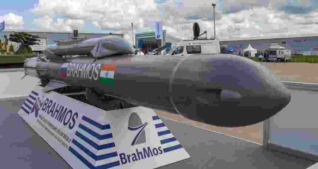 The BrahMos supersonic cruise missile systems in display.