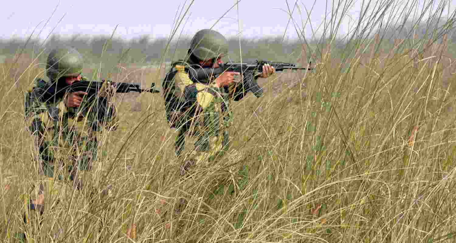 2 BSF soldiers in an operation in a field in Jammu and Kashmir 2 BSF soldiers in an operation in a field in Jammu and Kashmir