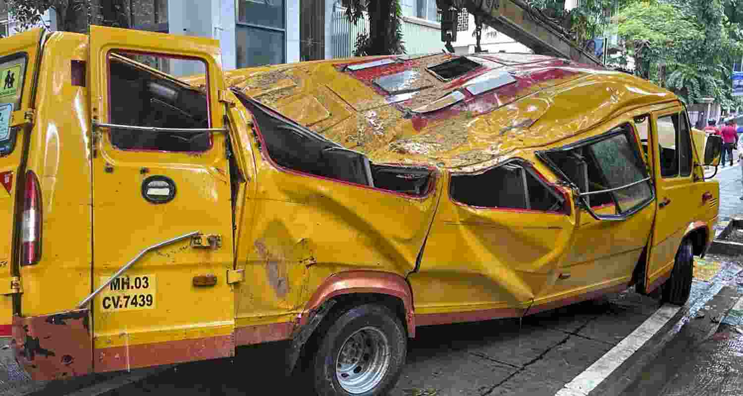 An 11-year-old student died and four others were injured after a peepal tree uprooted in heavy rain fell on a school bus in Mumbai's Chembur.