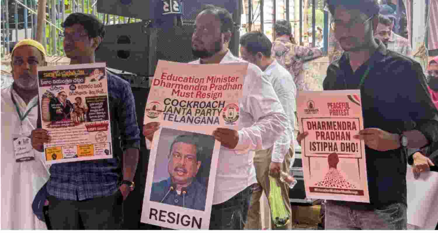 Cockroach Janta Party holds protest in Hyderabad