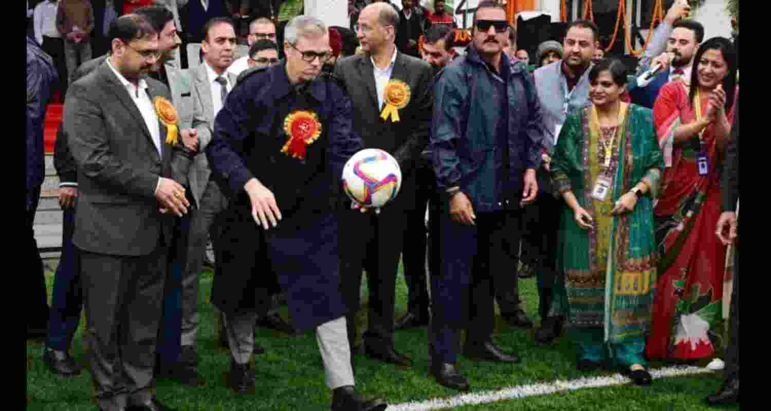 Jammu and Kashmir Chief Minister Omar Abdullah during the opening of the 69th National School Games at the TRC Football Ground here n Monday. Jammu and Kashmir Chief Minister Omar Abdullah during the opening of the 69th National School Games at the TRC Football Ground here n Monday.