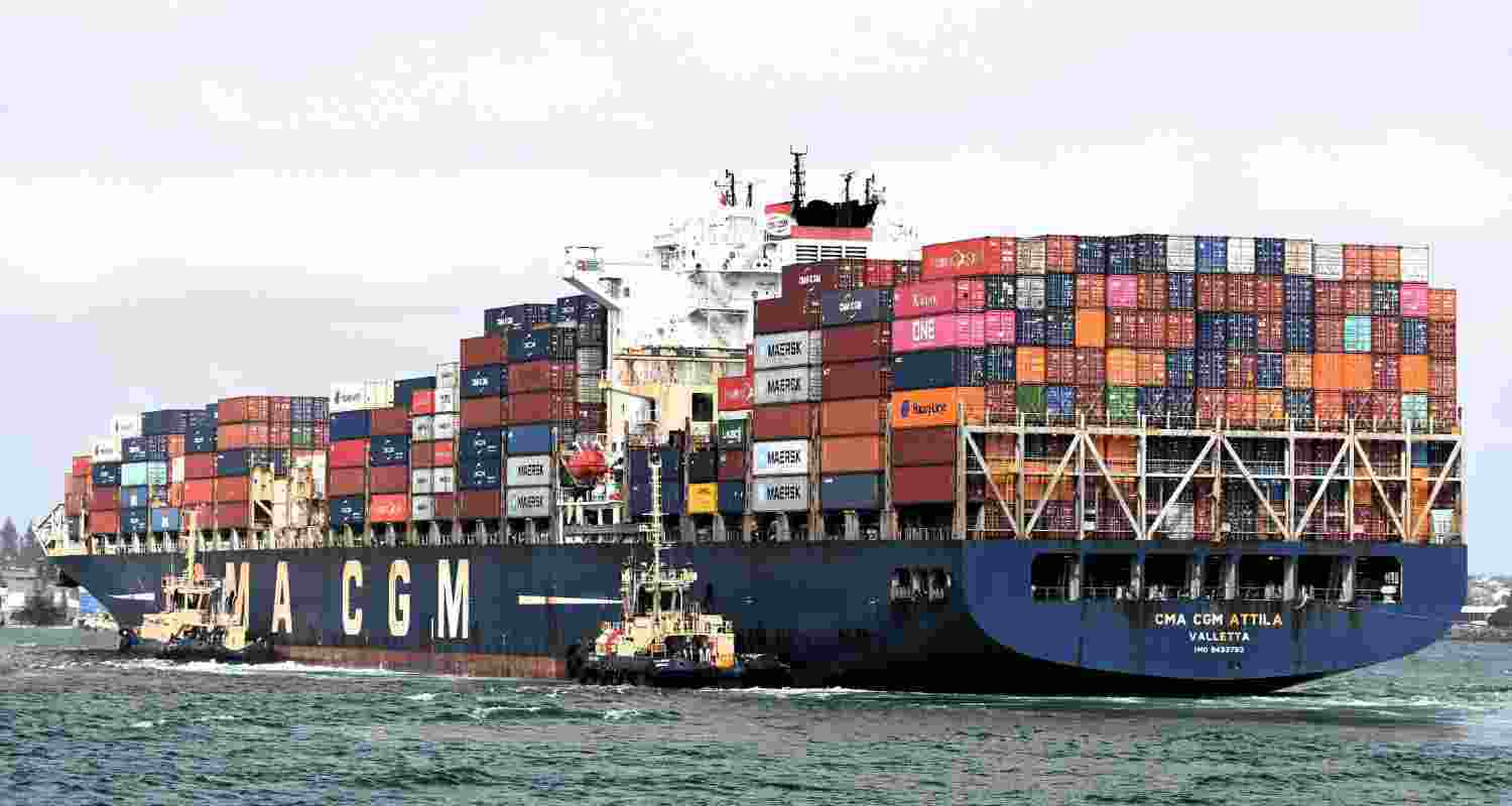 Image of the CMA CGM Attila, a Chinese freighter en route to Pakistan, Image of the CMA CGM Attila, a Chinese freighter en route to Pakistan,