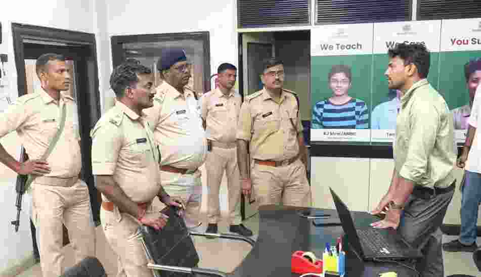 Officials inspect a coaching centre in Dhanbad during a fire-safety drive launched after the recent coaching institute fire tragedy in Lucknow.
