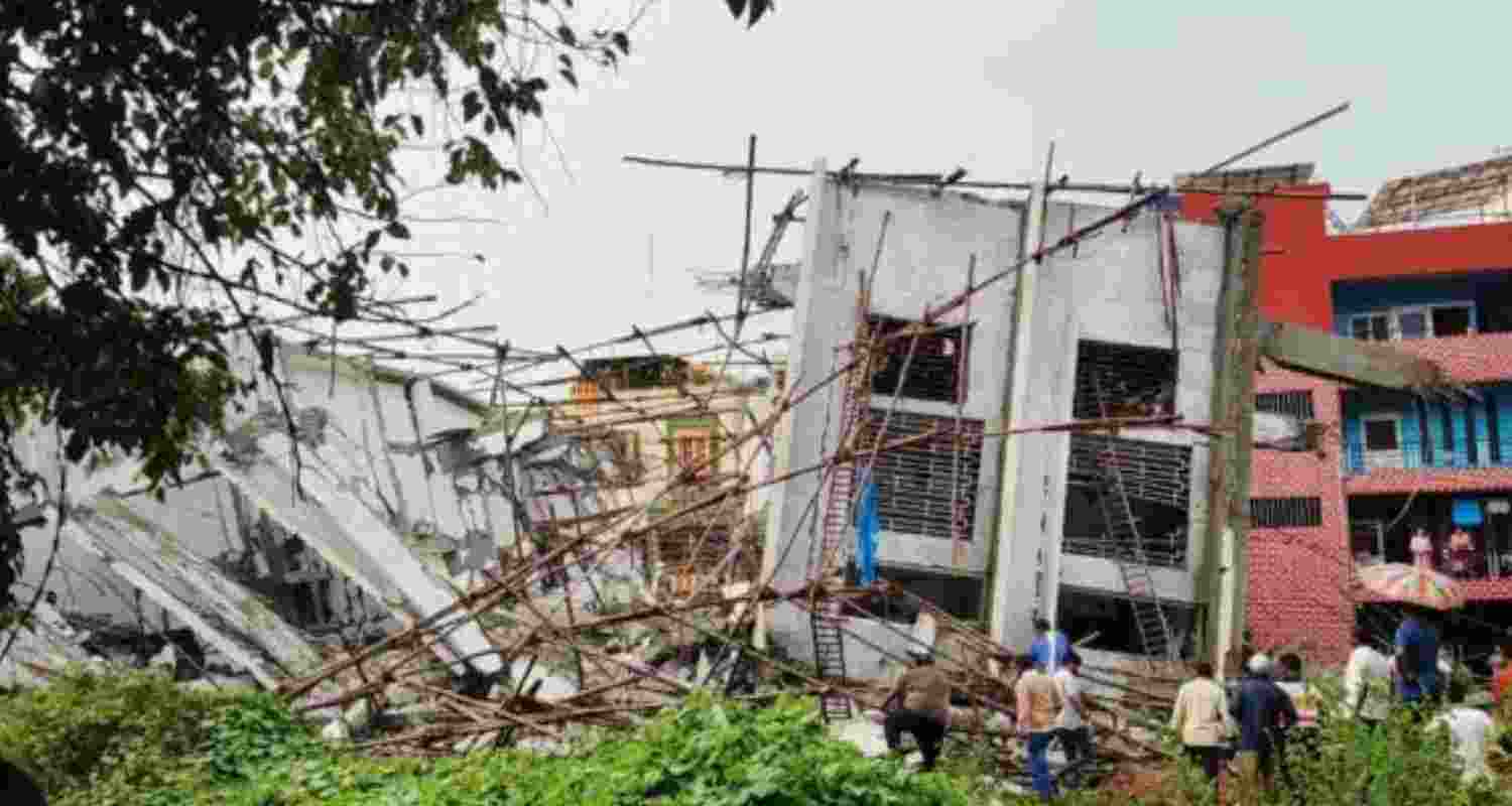 Three dead, 17 feared trapped after an under-construction building collapsed in Babusapalya.