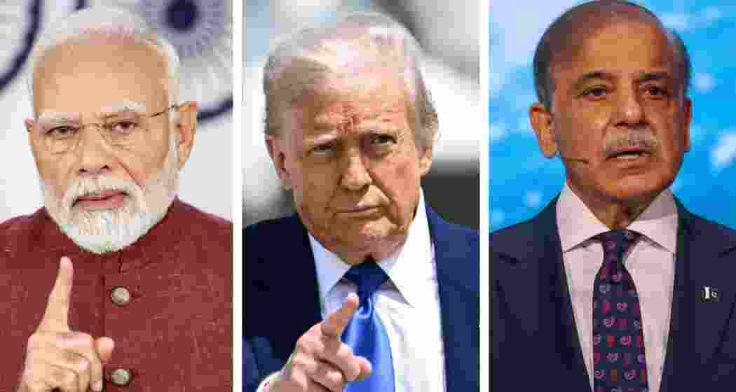 Prime Minister Narendra Modi, US President Donald Trump, and Pakistan Prime Minister Shehbaz Sharif.