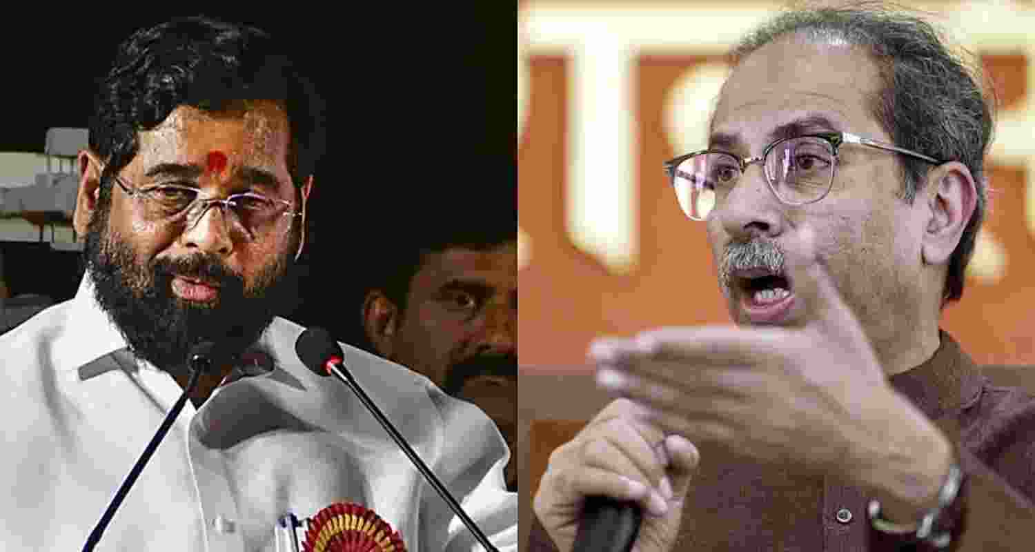 Eknath Shinde (left) and Uddhav Thackeray.