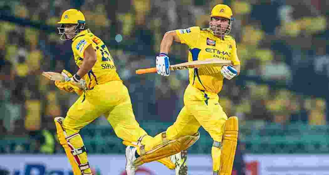 MS Dhoni and Shivam Dube steal a run during CSK's match against LSG at Lucknow on Monday. MS Dhoni and Shivam Dube steal a run during CSK's match against LSG at Lucknow on Monday.