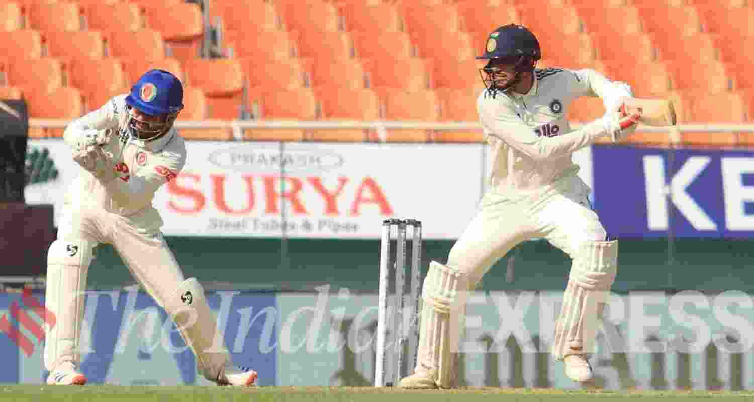 Indian skipper Shubman Gill cuts the ball to score his 11th Test century on the opening day of the one-off match against Afghanistan in Mullanpur on Saturday.