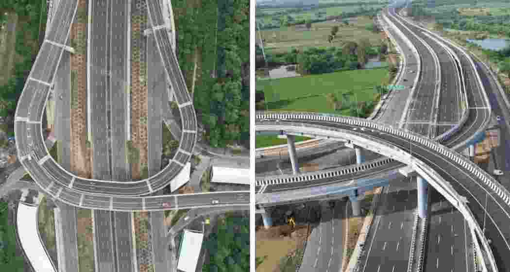 An aerial view of the Dwarka Expressway and Urban Extension Road-II. 