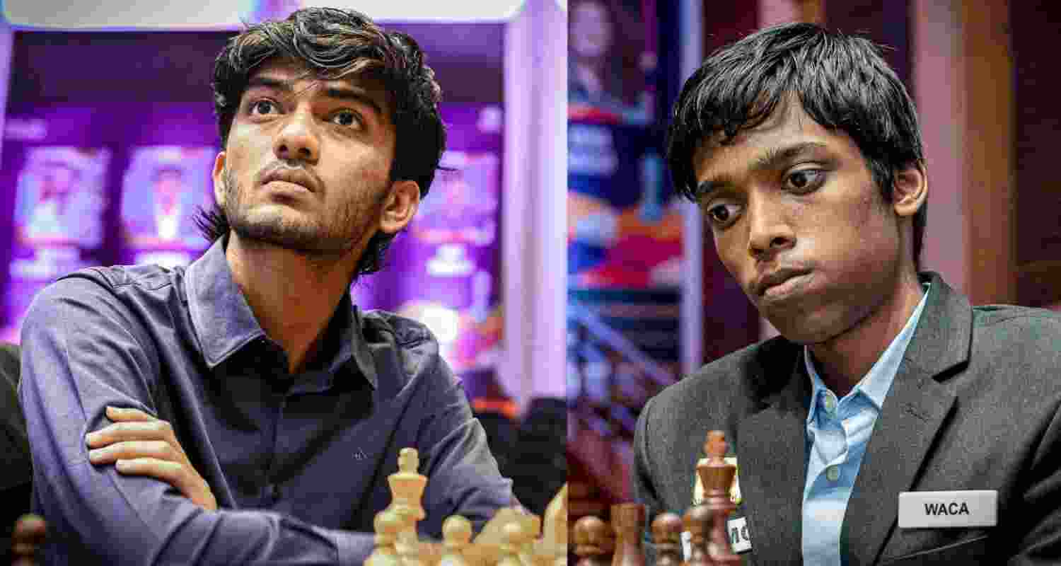 Indian Grandmasters D Gukesh and R  Praggnanandhaa.