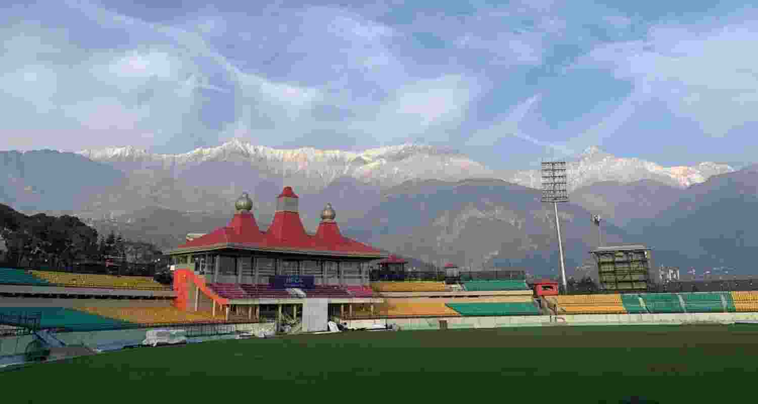 The cricket stadium at Dharamshala.