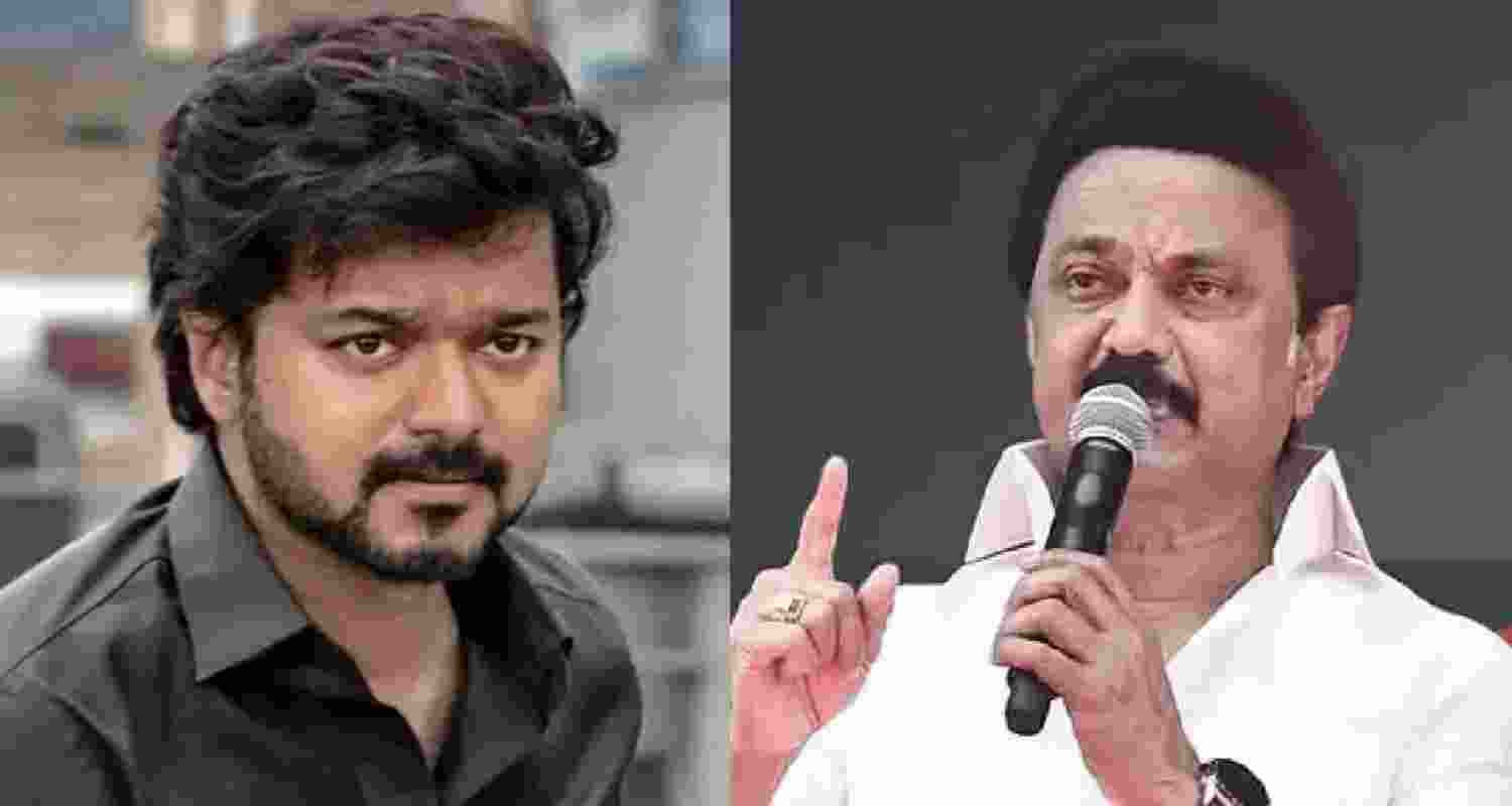 Tamil Nadu CM MK Stalin (left) and Tamilaga Vettri Kazhagam chief Vijay.