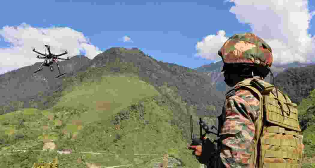 An Army personnel operates a drone during training (File photo).